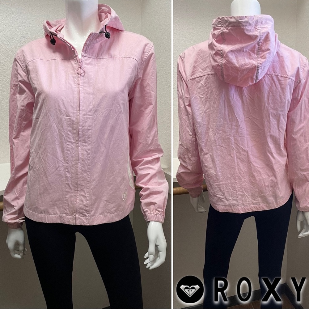 ROXY/Quicksilver 🌸 “Summer Breeze” Hoodie, Windbreaker, Pink zip Up jacket Sz 2